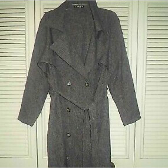 SHEIN GRAY DOUBLE BREASTED LONG DRESS COAT W/BELT-WOMENS SIZE 2XL - Picture 2 of 5
